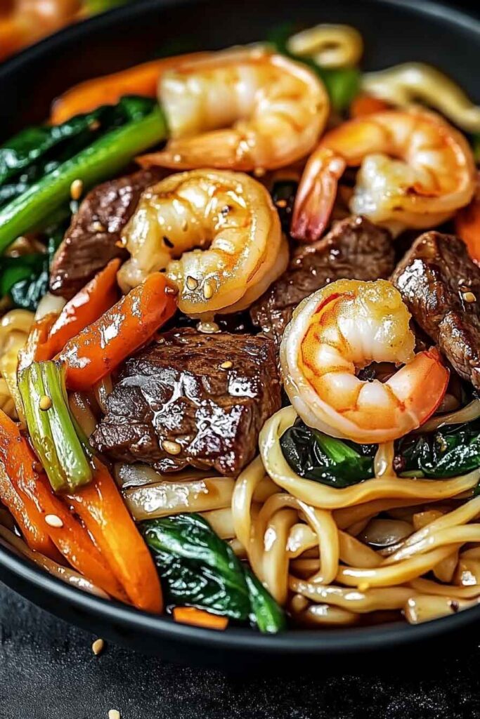 Steak Shrimp Stir Fried Noodles