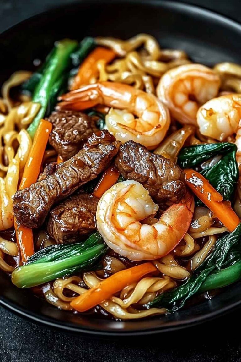 Steak Shrimp Stir Fried Noodles