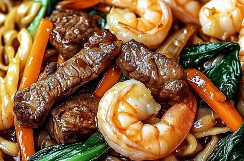 Steak Shrimp Stir Fried Noodles