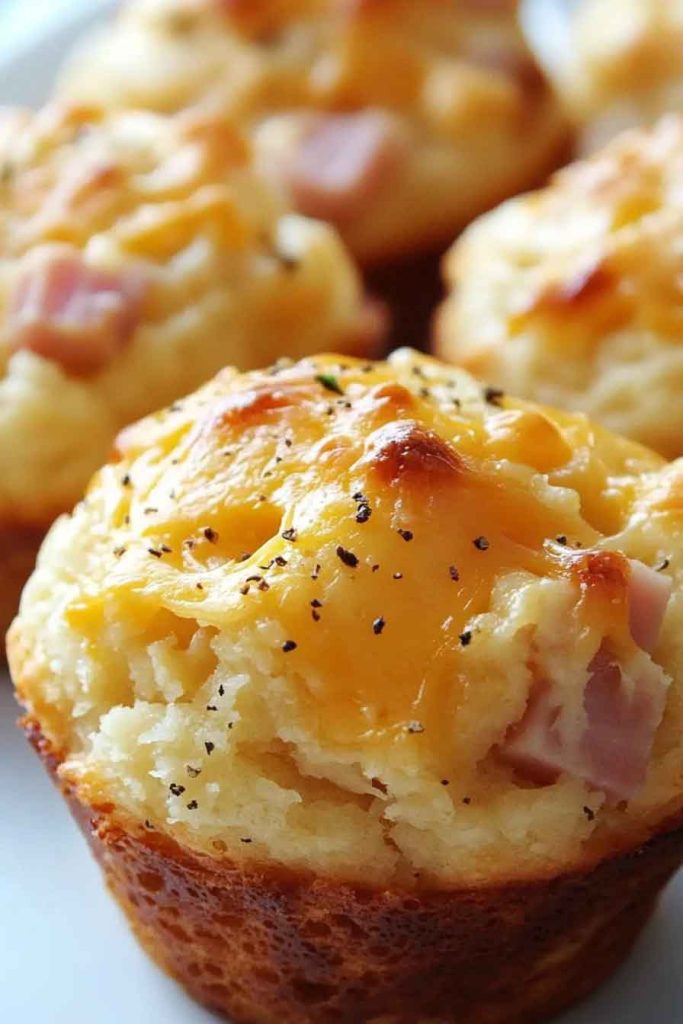 Ham And Cheese Fluffy Muffins